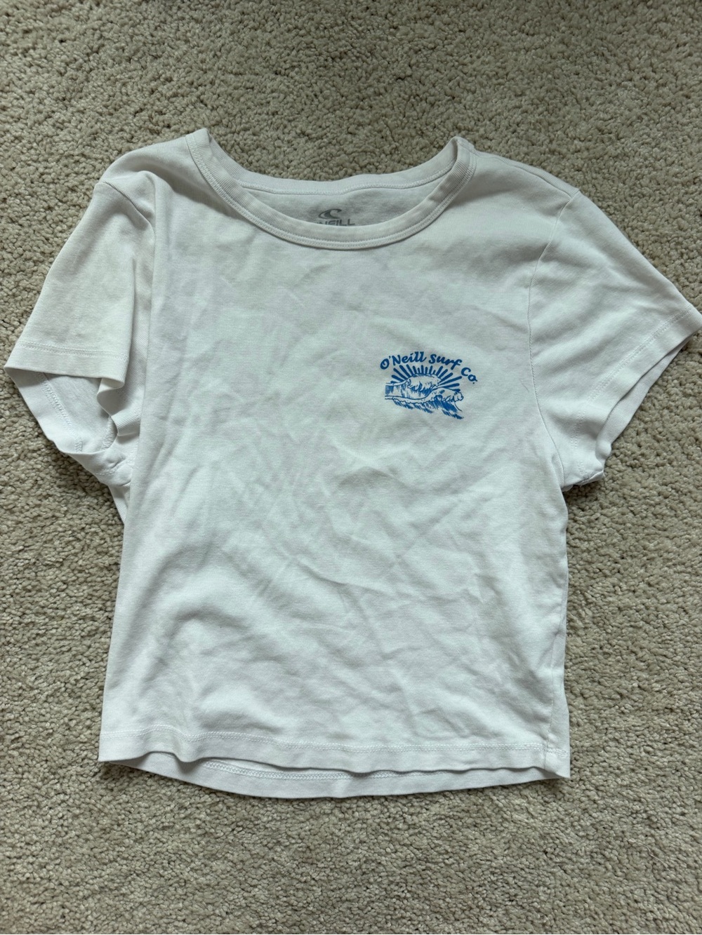 O'Neill White Short Sleeve Tee with Blue Surf Logo